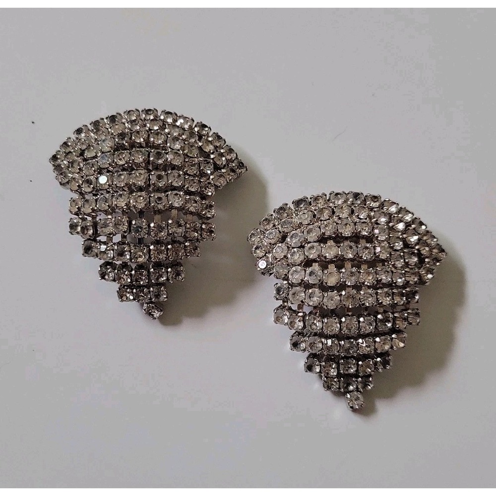 Vintage Rhinestone Cluster Shoe Clips Formal Glam MCM Retro Special Occasion